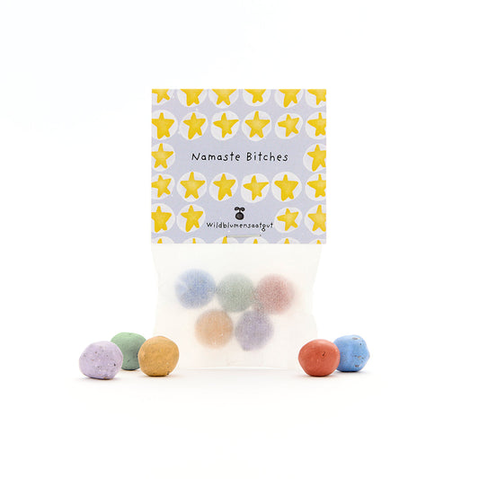 5 Blumenmurmeln im Tütchen "Namaste Bitches"