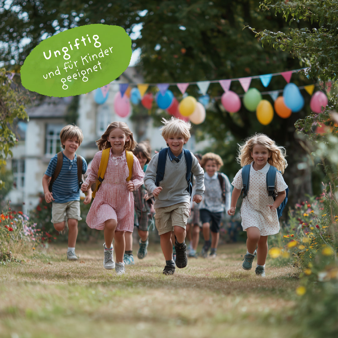 5 Blumenmurmeln im Tütchen zur Einschulung "Hipp Hipp Hurra!"