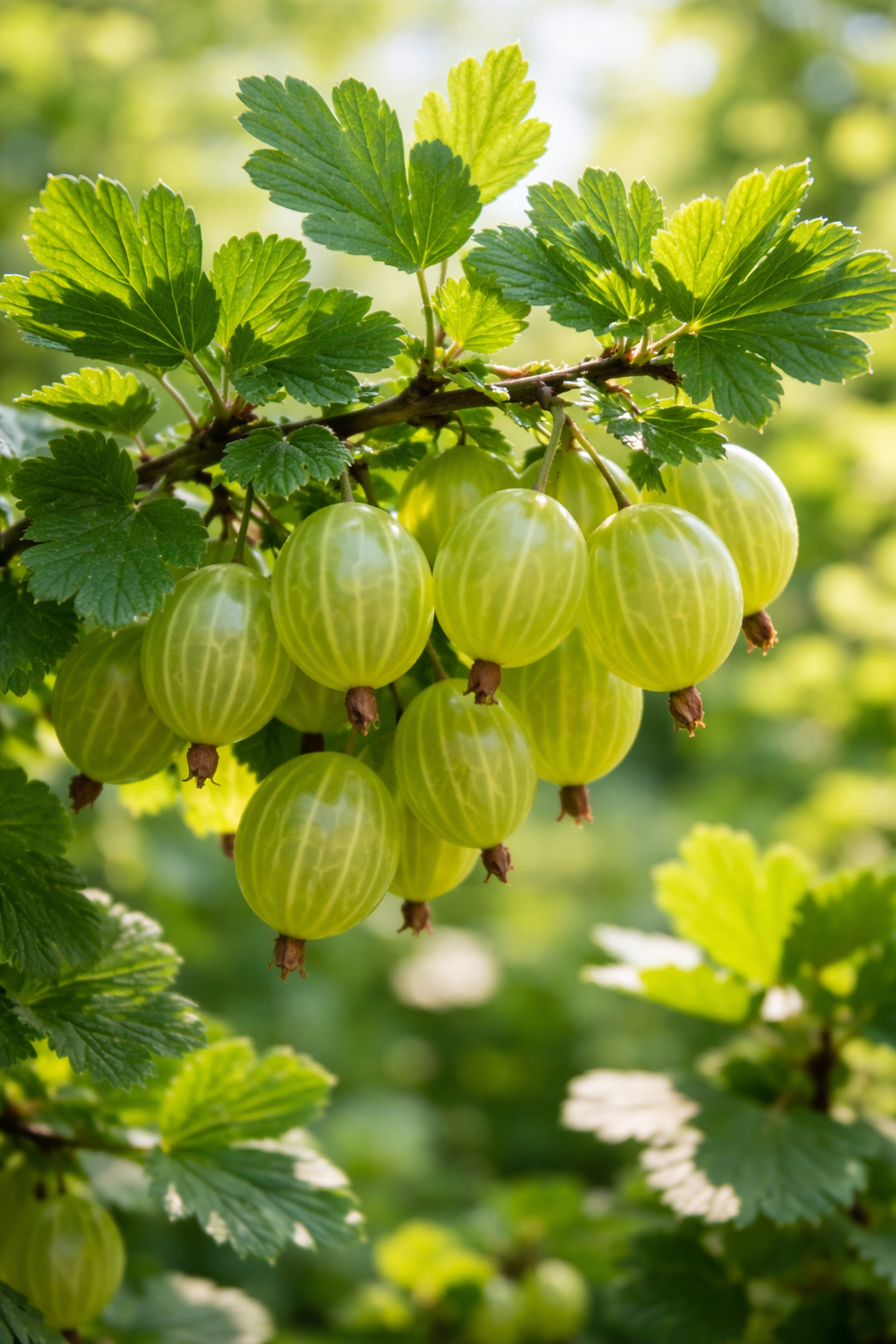 Stachelbeere Ribes uva-crispa Hinnonmäki Grün 2 Pflanzen winterhart 15cm 50cm Obstpflanze für Garten Balkon Terrasse grüne Beeren pflegeleicht