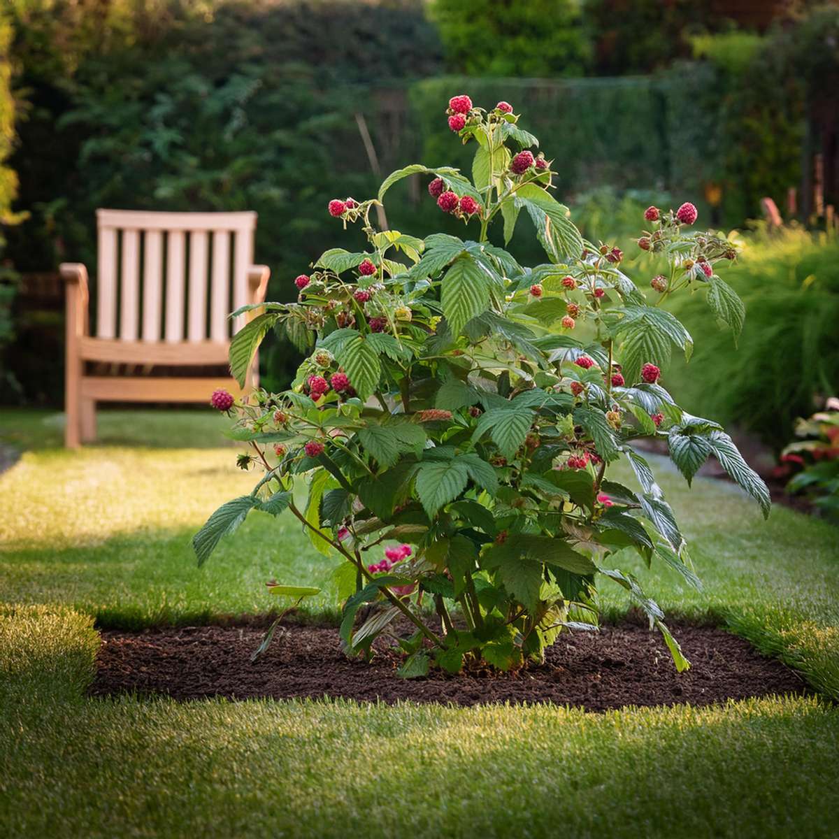 Fruit Trees Himbeerpflanze - 4 Stk - Rubus Idaeus 'Malling Promise' - Höhe 50-60Cm - ⌀15Cm