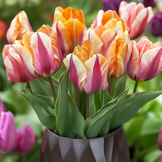 Tulip Tulpenzwiebeln - 60 Stk - Tulipa 'Flaming Beauty' - Blumenzwiebeln - Mehrfarbig
