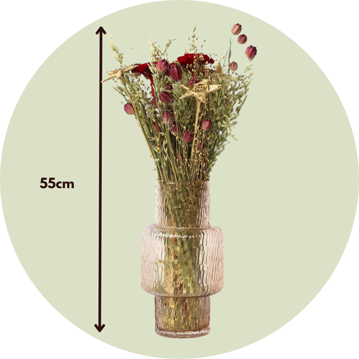 Dried Flowers Blumenstrauß 'Trendy Lumi' - Getrocknete Blumen - Höhe 55Cm