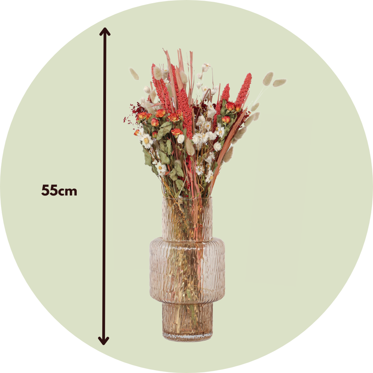 Dried Flowers Blumenstrauß 'Lady In Red' - Getrocknete Blumen - Höhe 55Cm