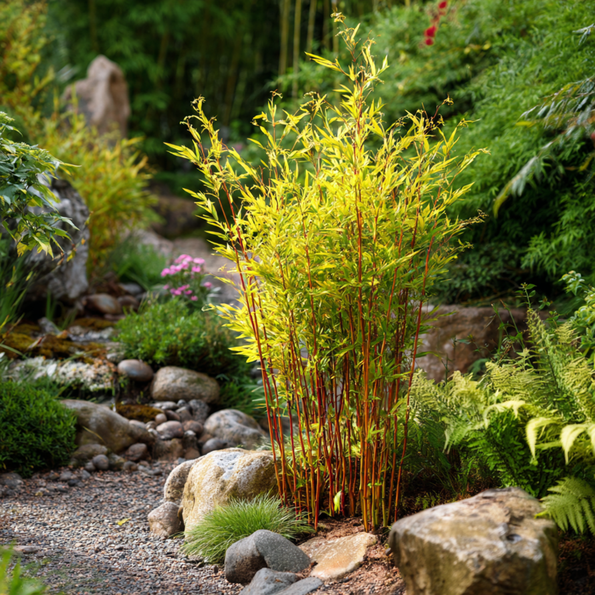 Bamboo Shrubs Bambus - Fargesia Nitida 'Red Dragon' - Höhe 60-80Cm - Topf 17Cm