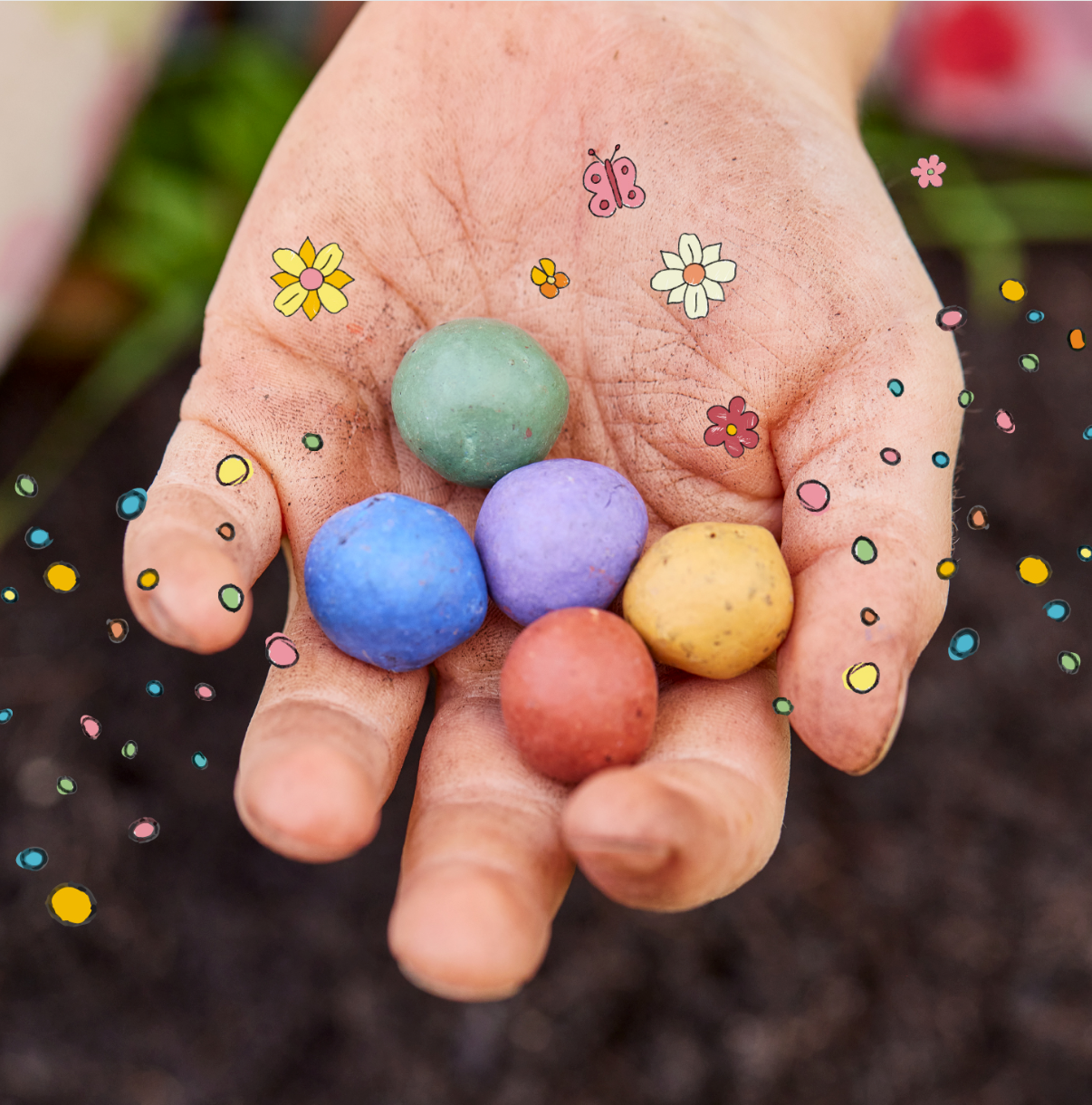 10x5 Blumenmurmeln im Tütchen – Danke