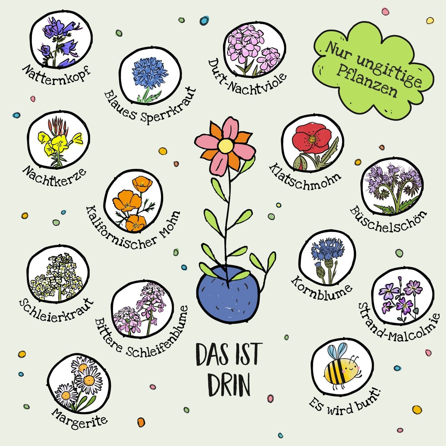 10x5 Blumenmurmeln im Tütchen – Danke
