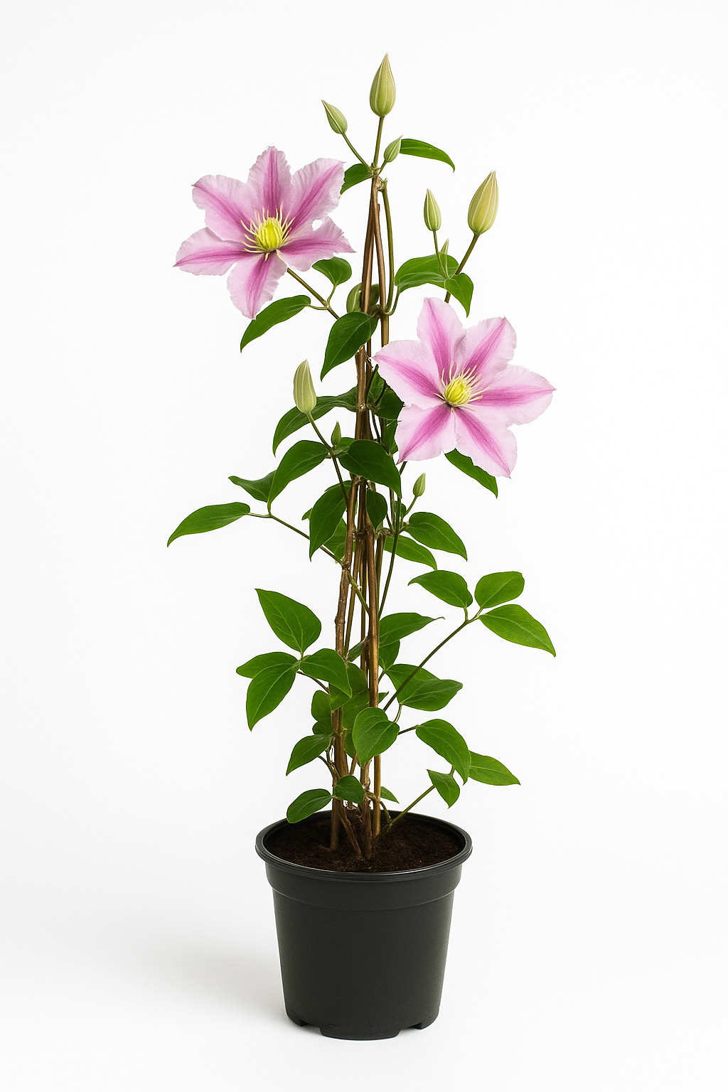 Clematis ‘Piilu’ – zweifach blühende rosa-violette Waldrebe – winterharte Kletterpflanze für Kübel, Terrasse & Rankgitter – Blüte Mai–Juni & August–September