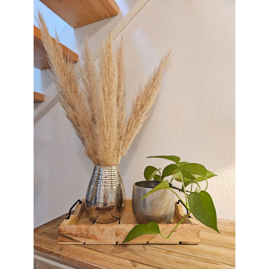 Tablett Dekotablett Holz Mango braun Deko Tischdeko Kerzentablett Holztablett Klein: 38 x 25,5 cm