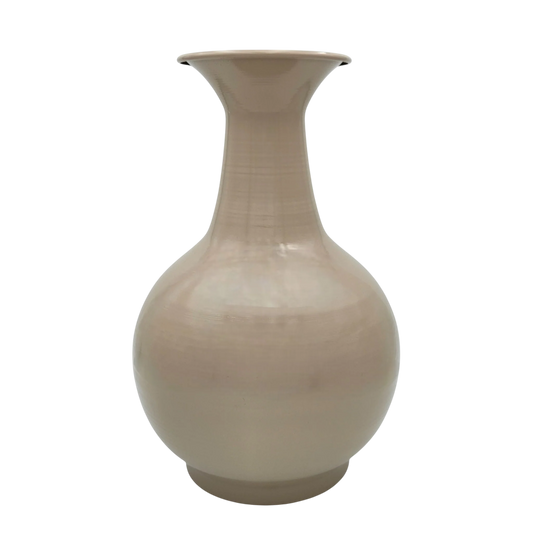 Vase Blumenvase XXL Dekovase Metallvase Beige Braun 38x25 Retro Blumengefäß