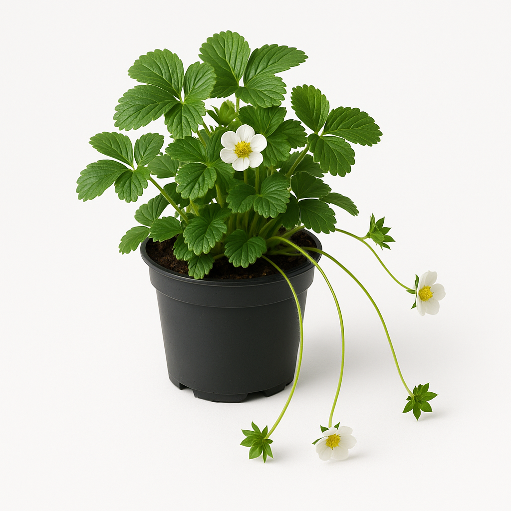 Hängeerdbeere (Fragaria) – 3 Pflanzen – Winterharte, ausläuferbildende Erdbeerpflanze für Balkon, Kübel & Hochbeet – Süße Früchte von Juni bis Frost – Pflegeleicht & ertragreich