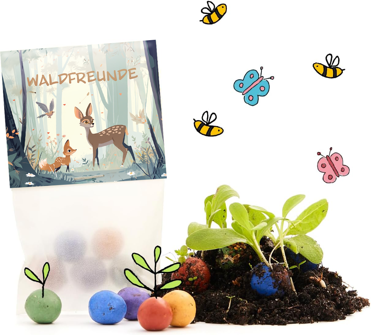 10x5 Blumenmurmeln im Tütchen – Waldfreunde