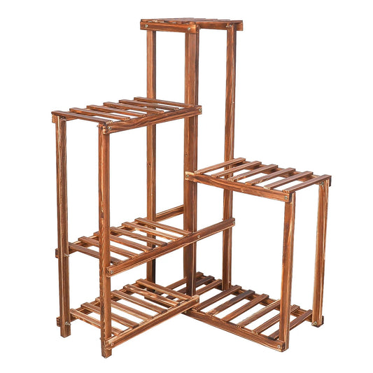 Corner Garden Plant Stand Wood Multi-Tiered Flower Display Rack Shelf
