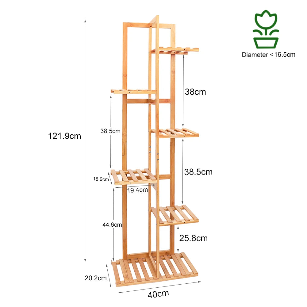 Bambus Pflanzenregal 124cm Hoch – Schwerlast Pflanzentreppe Indoor & Outdoor – Mehrstöckiges Blumenregal Holz für bis zu 50kg – Pflanzenständer für Balkon Wohnzimmer Garten