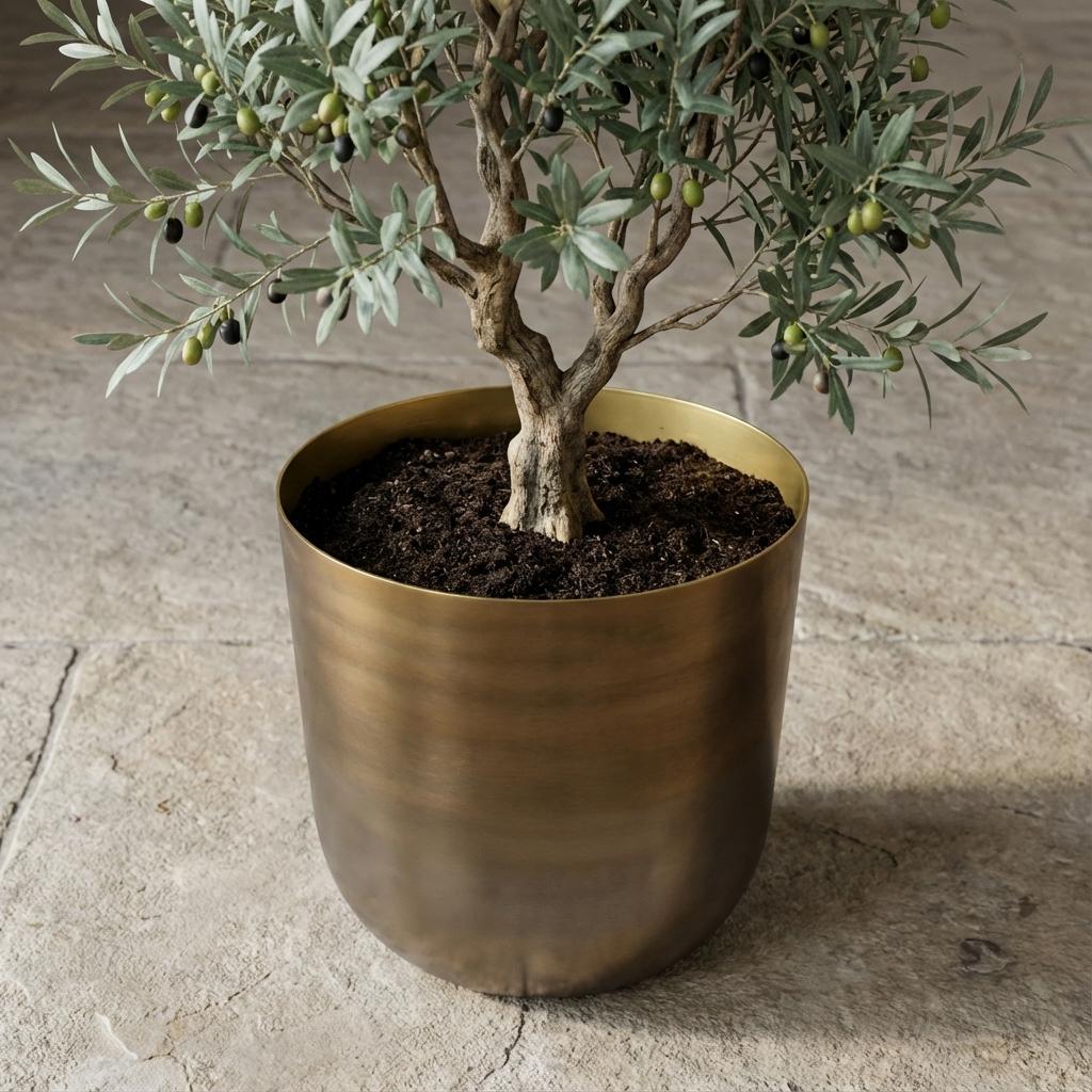 Pflanztopf Mayk Gold – D20cm x H22cm – eleganter Blumentopf mit Bronze-Gold-Optik – dekorativer Übertopf für Zimmerpflanzen Wohnzimmer & Büro