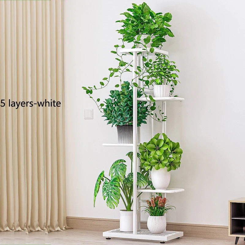 Pflanzenregal Metall schwarz mit 6/7/8 Ebenen – Blumenständer Eisen Pflanzständer für drinnen & draußen – Pflanzenhalter Regal für Garten, Balkon & Wohnzimmer