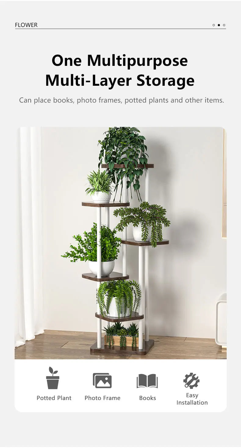 Pflanzenregal Metall schwarz mit 6/7/8 Ebenen – Blumenständer Eisen Pflanzständer für drinnen & draußen – Pflanzenhalter Regal für Garten, Balkon & Wohnzimmer