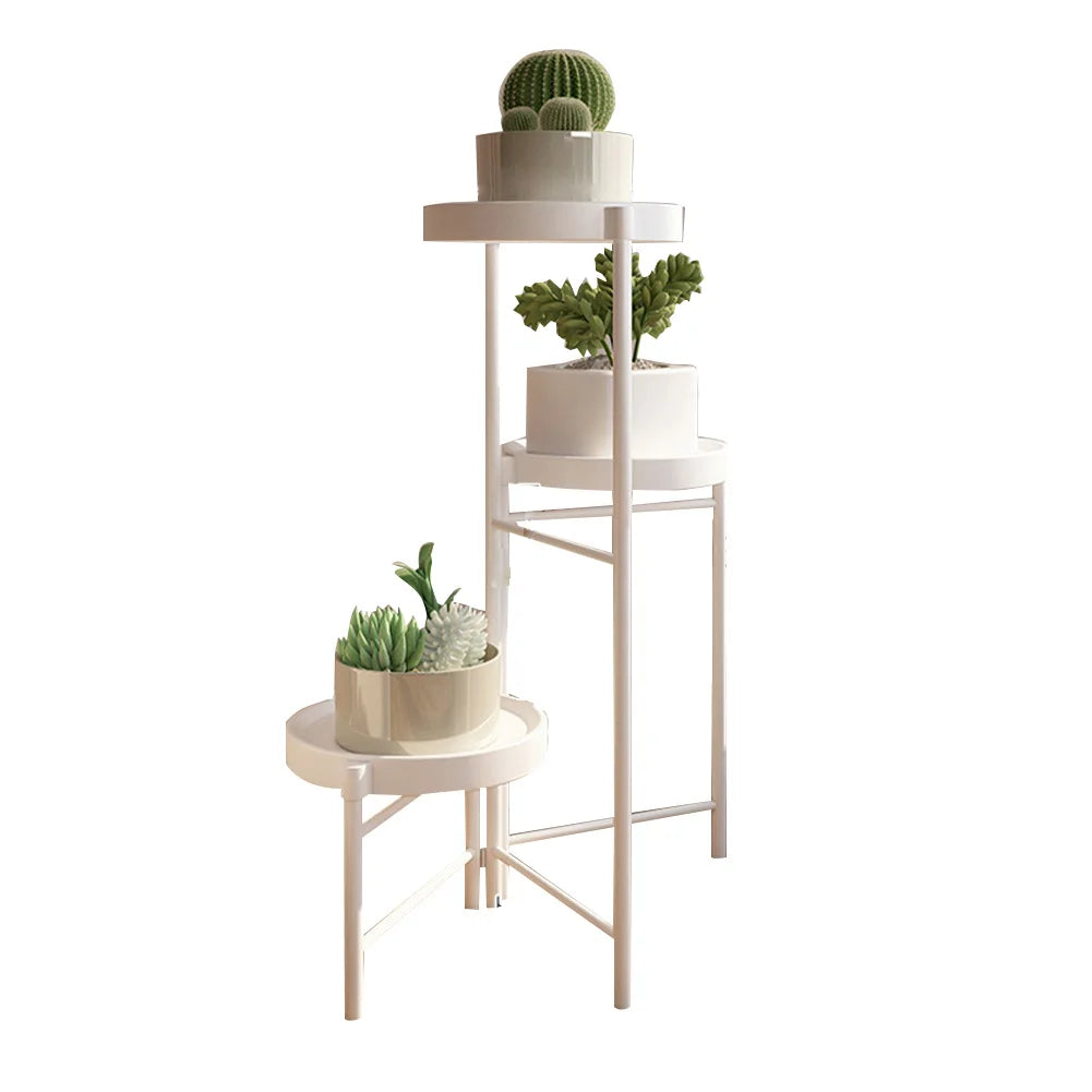 Foldable Corner Plant Stand Indoor Outdoor Tiered Plant Shelf Foldable Flower Holder Display Rack for Garden Patio Balcony