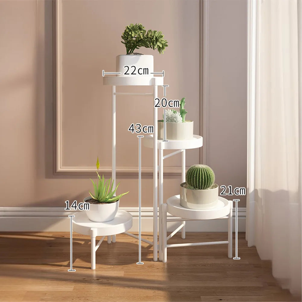 Foldable Corner Plant Stand Indoor Outdoor Tiered Plant Shelf Foldable Flower Holder Display Rack for Garden Patio Balcony
