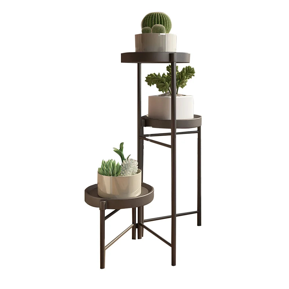 Foldable Corner Plant Stand Indoor Outdoor Tiered Plant Shelf Foldable Flower Holder Display Rack for Garden Patio Balcony