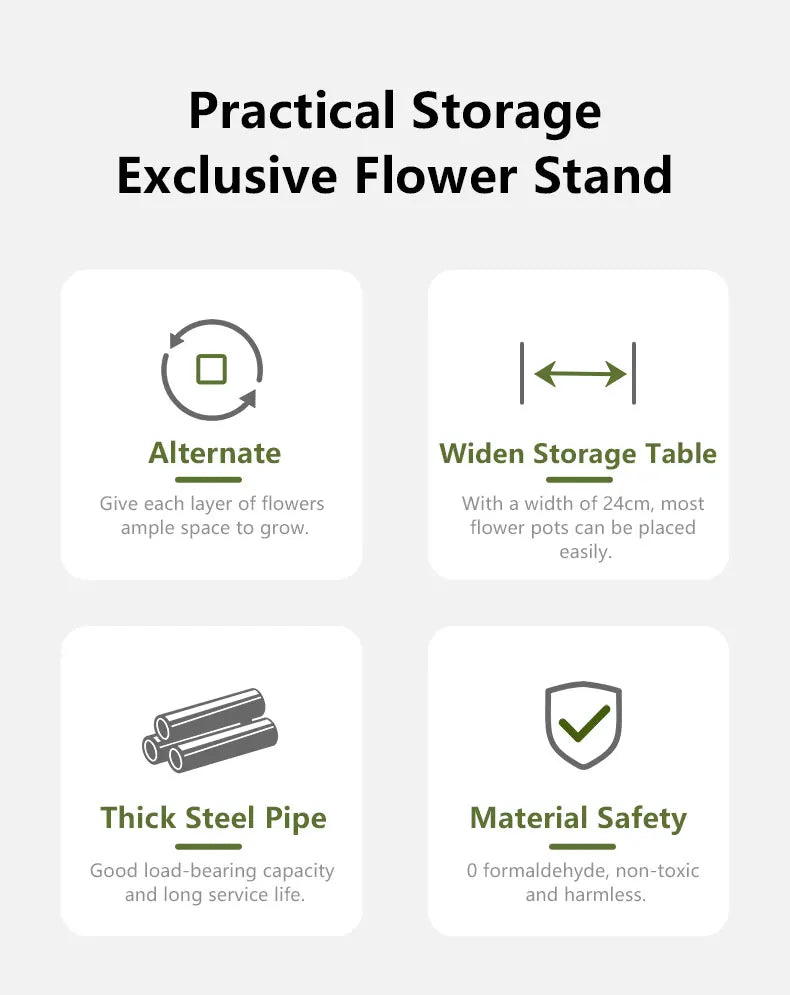 Pflanzenregal Metall schwarz mit 6/7/8 Ebenen – Blumenständer Eisen Pflanzständer für drinnen & draußen – Pflanzenhalter Regal für Garten, Balkon & Wohnzimmer