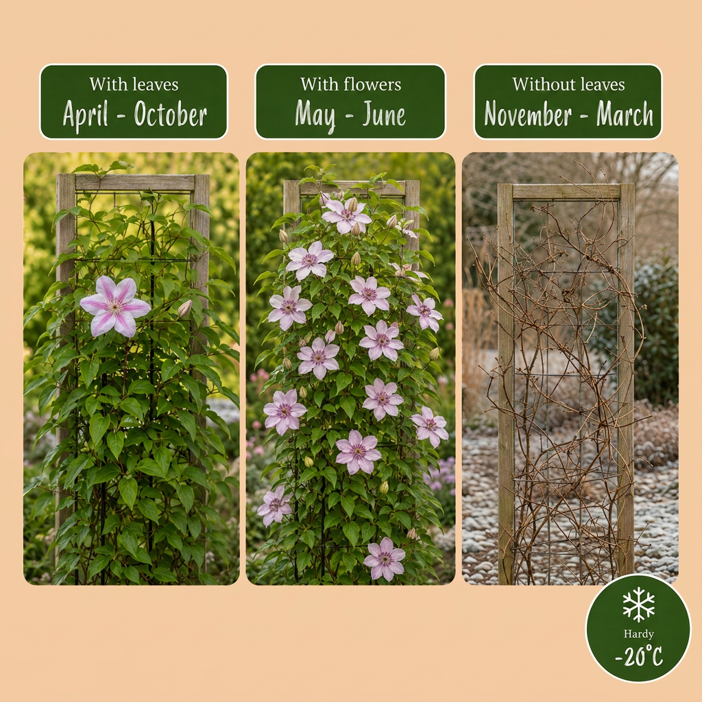 Waldrebe 'Nelly Moser' – Weiß-Rosa – Topf Ø9cm – Ansicht 5