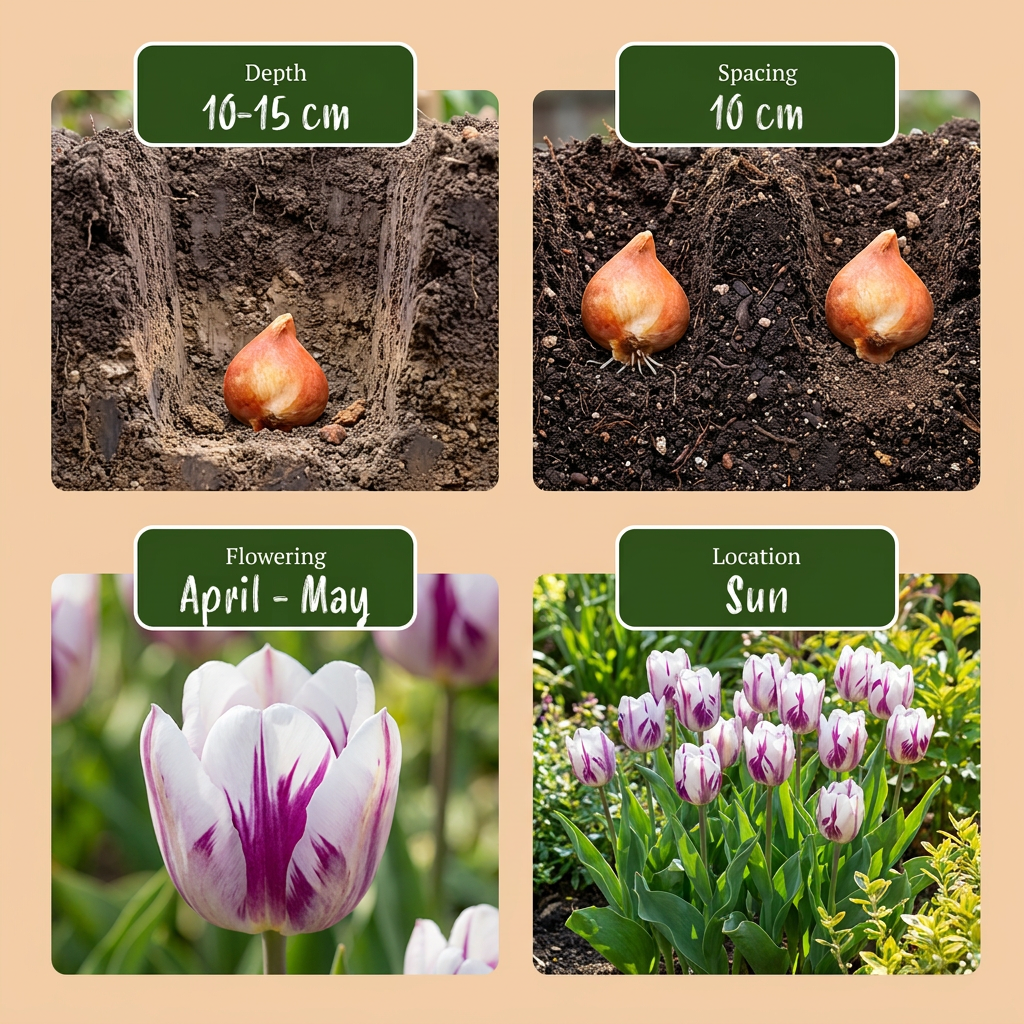 Tulpe 'Flaming Flag' – Weiß-Lila – Ansicht 4