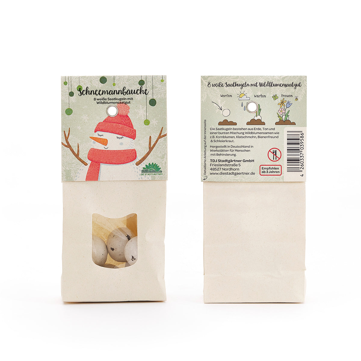 Schneemannbäuche – Weiße Blumenmurmeln