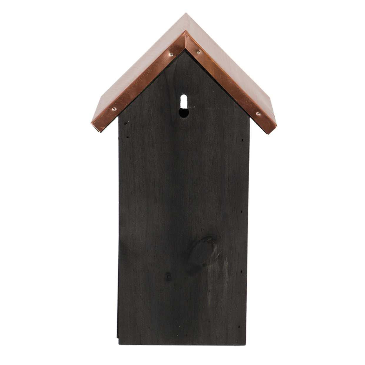 Vogelhaus Kohlmeise Nistkasten – Schwarzes Kiefernholz mit Kupferakzenten – Nistplatz für Kohlmeisen & kleine Gartenvögel – Wetterfest & robust – 17x14x29,7cm