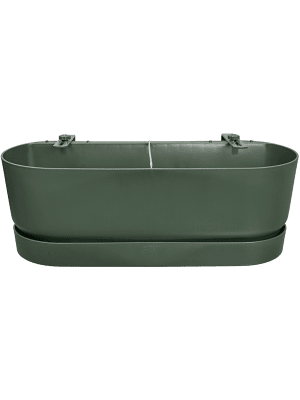 Pflanztopf Greenville Easy Balcony – Leaf Green – D25cm – Balkonkasten mit Halterung & Wasserspeicher – Für Balkonbrüstung – Modernes Design – Für Innen & Außen
