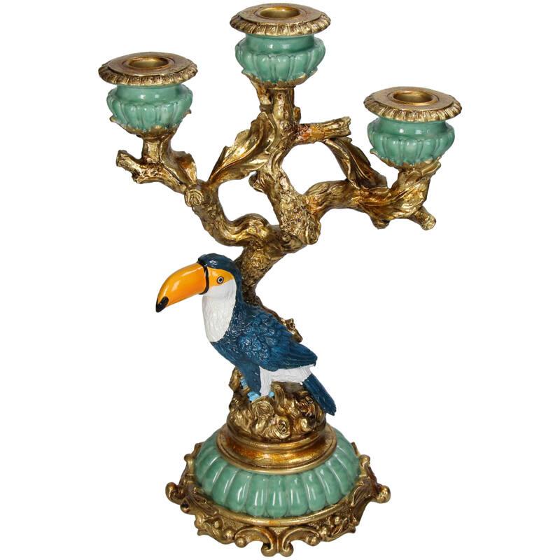 Kerzenständer Tukan 33,5 cm – Exotisches Polyresin-Design – Bunter Vogel-Kerzenhalter für tropisches Wohnambiente