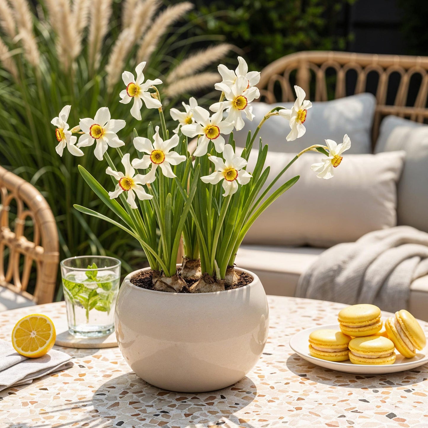 GreenboutiQ - Blumenzwiebeln - Narcis Recurvus - Farbe Weiß - 10 Stück - Zwiebelgröße 12/14 - XXL Pack