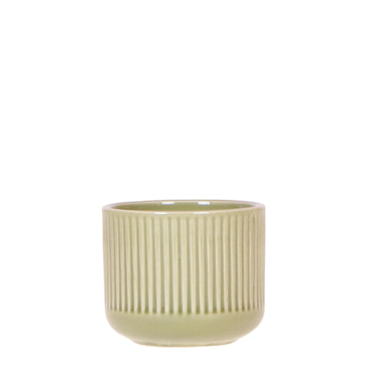 Flare Dekotopf Green – Ø6cm – Kleiner Retro-Blumentopf mit Rillenstruktur – Bold Seventies Design – Für Mini-Zimmerpflanzen & stilvolle Akzente im Innenbereich