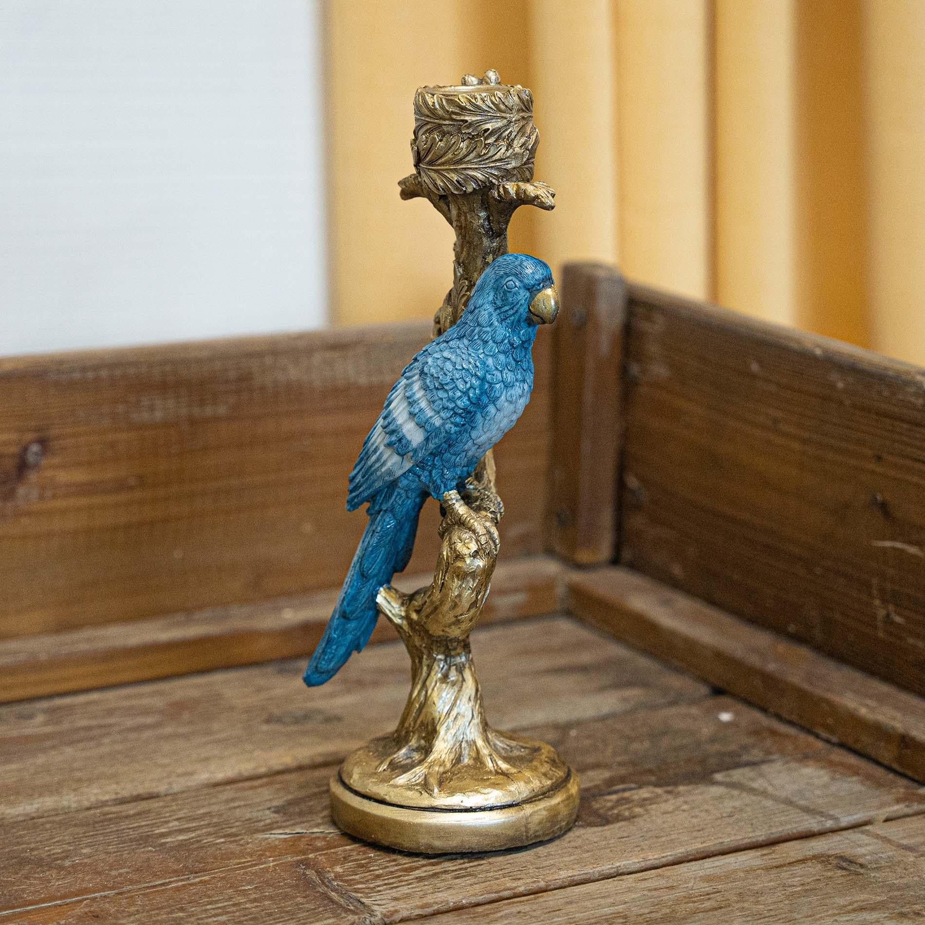 Kerzenständer Vogel Blau 26cm – Kleiner Kerzenhalter in Vogel-Form – Verspieltes & modernes Wohnaccessoire – Dekoration für Sideboard, Fensterbank & Beistelltisch