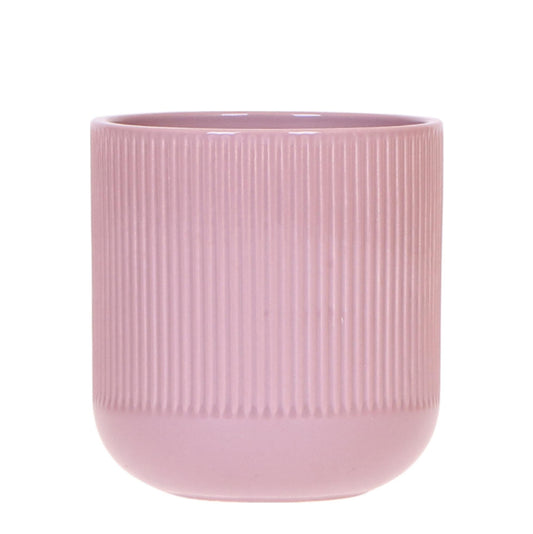 Flare Dekotopf – Ø9 cm – Lila Retro-Blumentopf im 70er Jahre Stil – Strukturierte Oberfläche – Pflanzgefäß aus Keramik – Indoor-Ziertopf