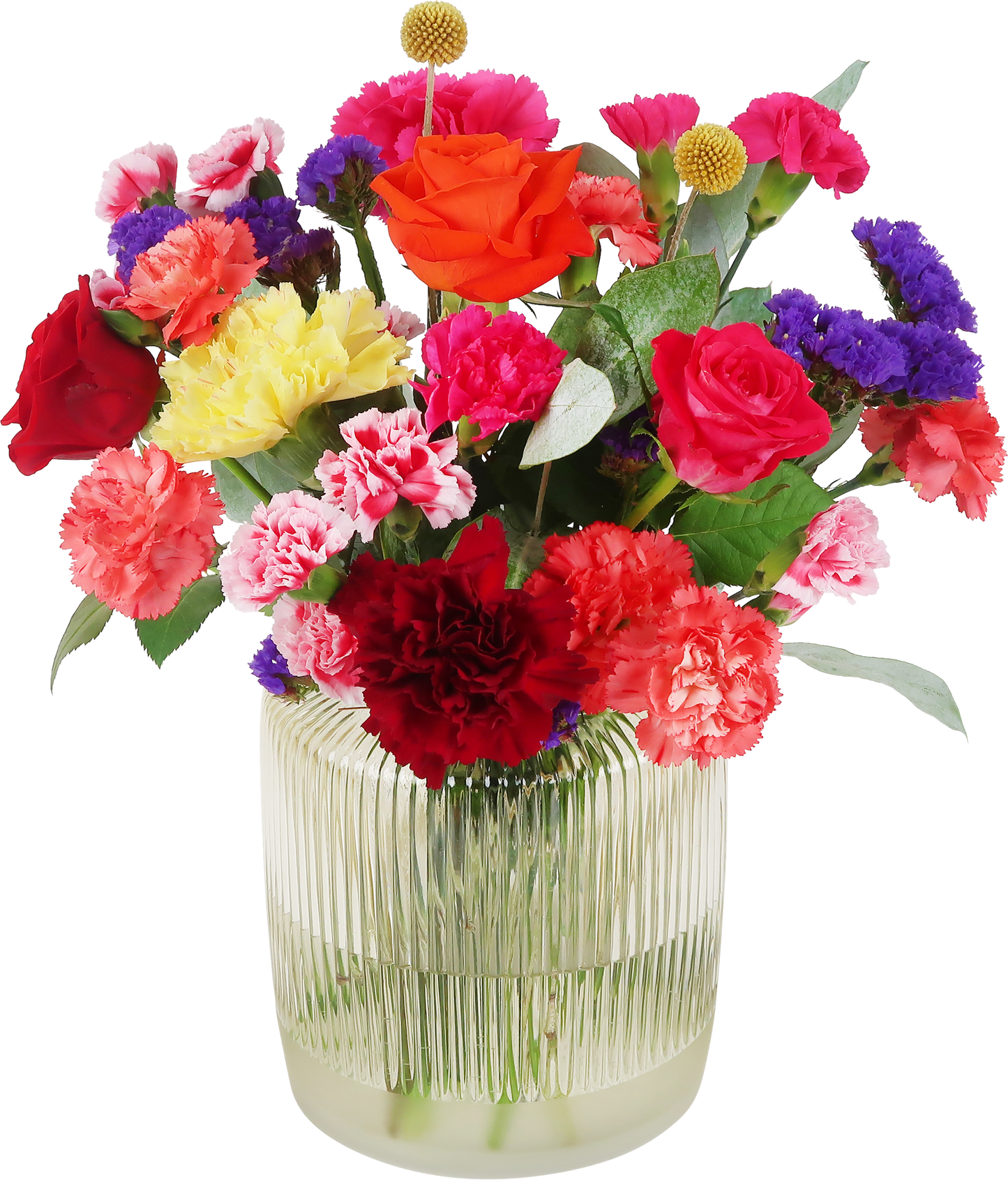Bunter Briefkastenstrauß – Flair – 6-farbiger Blumenstrauß mit Blumennahrung – Frisch vom Züchter – 32cm