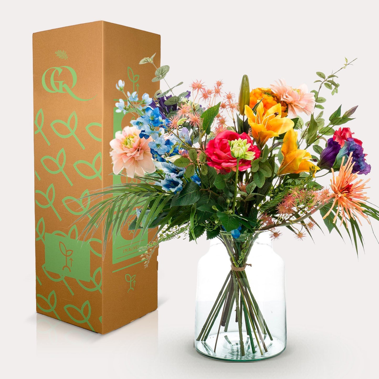 Kunstblumenstrauß - Pretty Powerful - 67cm - Hochwertiges Kunstblumen Bouquet für Wohnzimmer Büro Dekoration