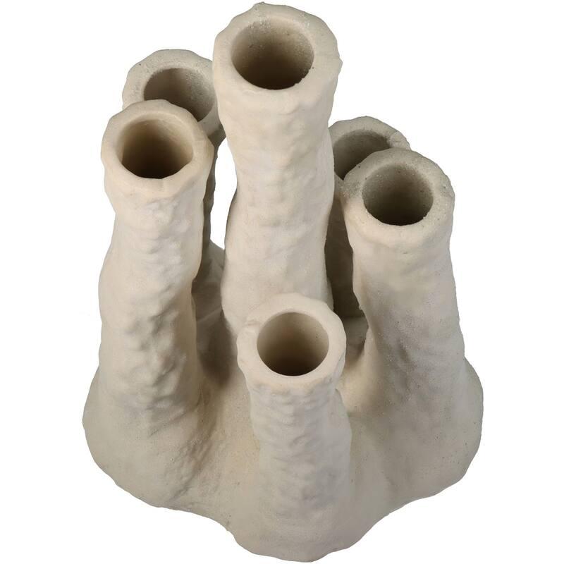 Blumenhalter Koraal – Ecru – Keramik Vase in Korallenform – Dekorativer Blumenhalter für Trockenblumen & Zweige – Maße 18×18×30 cm