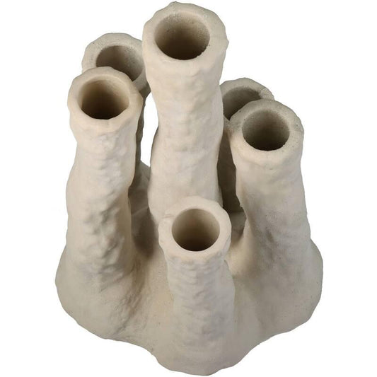 Blumenhalter Koraal – Ecru – Keramik Vase in Korallenform – Dekorativer Blumenhalter für Trockenblumen & Zweige – Maße 18×18×30 cm