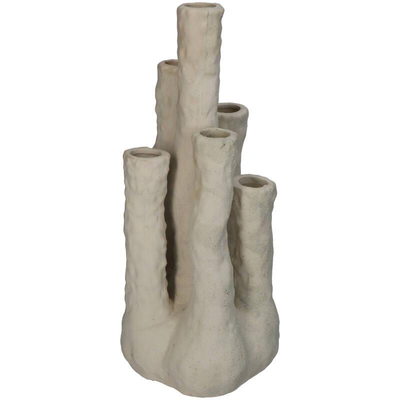 Blumenhalter Koraal – Ecru – Keramik Vase in Korallenform – Dekorativer Blumenhalter für Trockenblumen & Zweige – Maße 18×18×30 cm