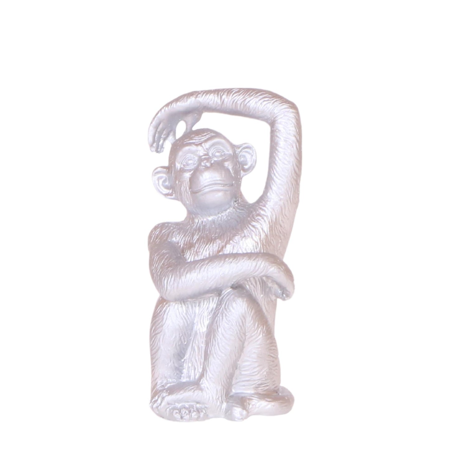 Kolibri Home | Ornament - Decoration sculpture Sitting Monkey - Silver