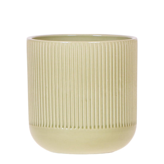 Flare Dekotopf Green – Ø9cm – Grüner Blumentopf mit Rillenstruktur – Retro-inspiriertes Design der Bold Seventies Kollektion – Für Innenräume & stilvolle Pflanzenakzente