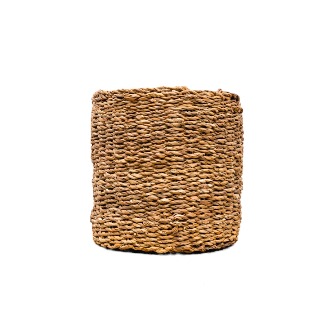 Dekokorb Ido – Ø38 cm x H33 cm – Naturkorb aus Seegras – dekorativer Aufbewahrungskorb – für Wohnzimmer, Bad & Terrasse – Boho-Stil