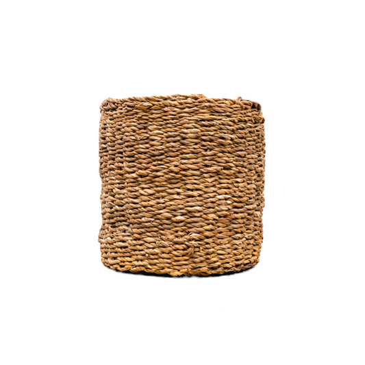 Dekokorb Ido – Ø38 cm x H33 cm – Naturkorb aus Seegras – dekorativer Aufbewahrungskorb – für Wohnzimmer, Bad & Terrasse – Boho-Stil