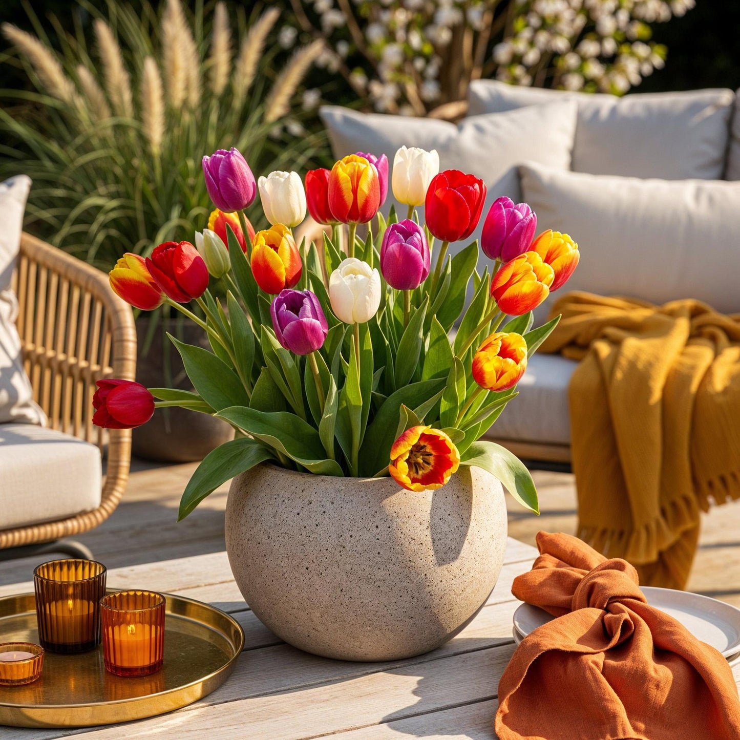 GreenboutiQ - Blumenzwiebeln - Tulp Triumph Mix - Verschiedene Farben - 15 Stück - Zwiebelgröße 11/12 - XXL Pack
