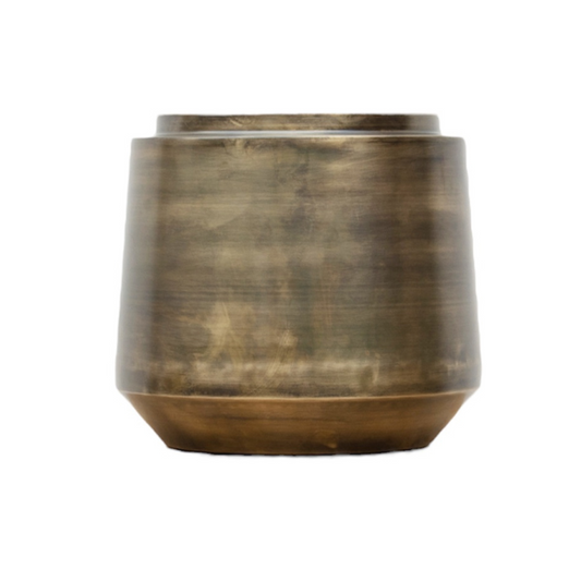 Pflanztopf Indigo – Vintage Gold – Ø46 cm x H41 cm – Dekorativer Metalltopf mit Antik-Finish – Indoor-Blumentopf mit Wasserablauf – Luxuriöser Übertopf für Wohnzimmer & Büro