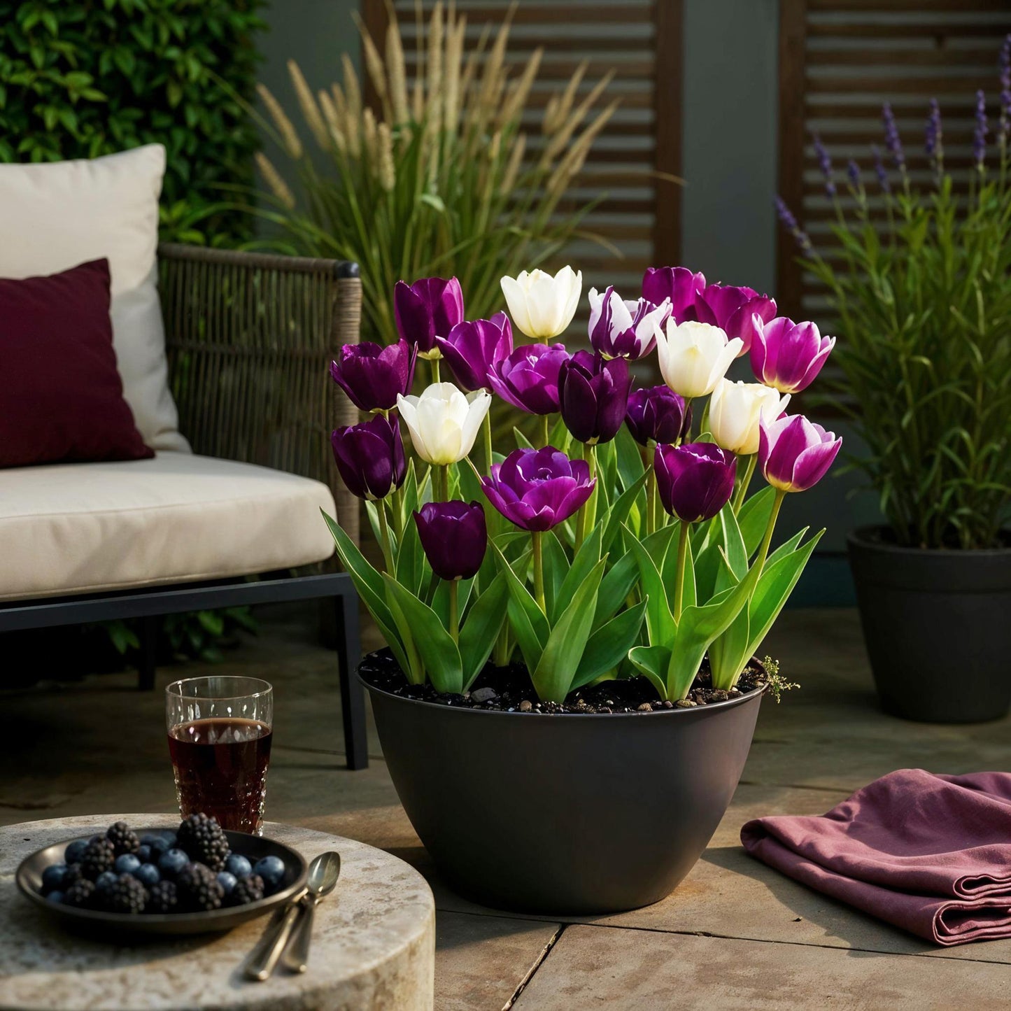 GreenboutiQ - Blumenzwiebeln - Tulp Blueberry mix - Verschiedene Farben - 12 Stück - Zwiebelgröße 11/12 - XXL Pack