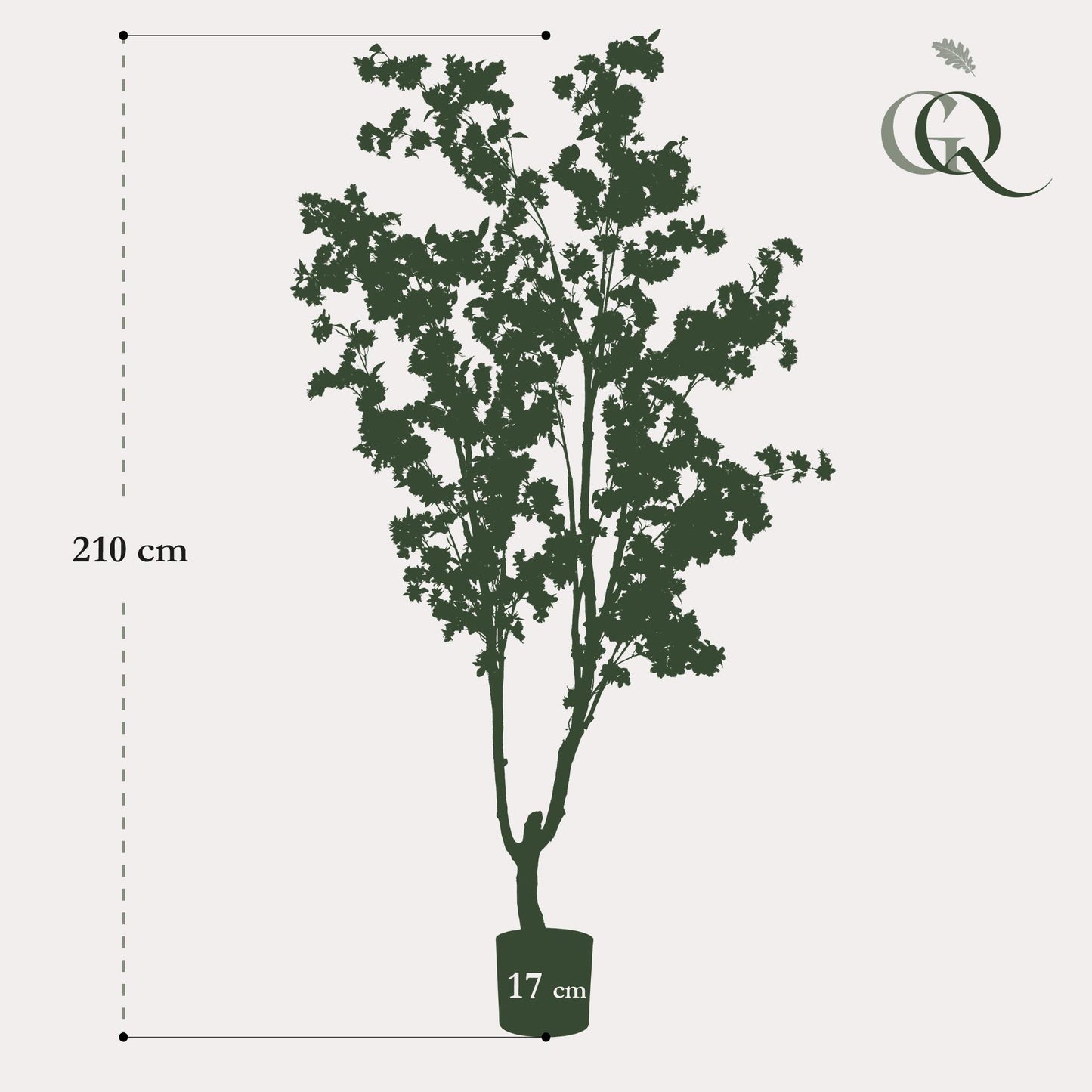 Kunstpflanze Kirschblüte – Prunus – Rosa – Höhe 210 cm – Täuschend echt – Dekopflanze für Wohnzimmer, Büro & Events – Pflegeleicht & langlebig