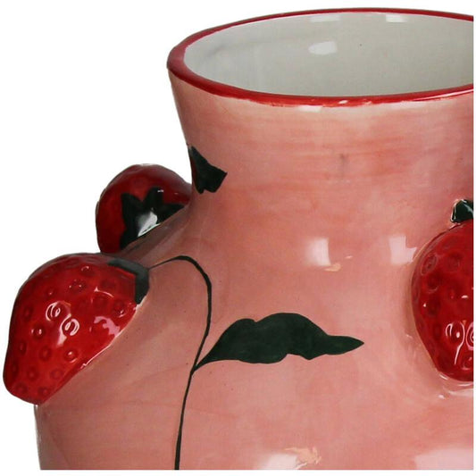 Vase Aardbei Dolomit – 25,3cm – bunte Erdbeer-Dekoration – Blumenvase & Dekoobjekt für Tisch, Regal oder Fensterbank