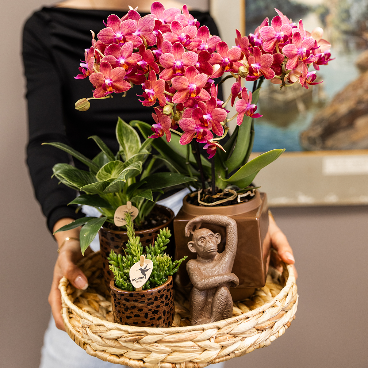 Leoparden-Ziertopf – Ø6 cm – Dekotopf mit Leopardenmuster – Pflanztopf aus Keramik – Blumentopf für kleine Zimmerpflanzen & Sukkulenten – Braun/Schwarz – Indoor-Deko