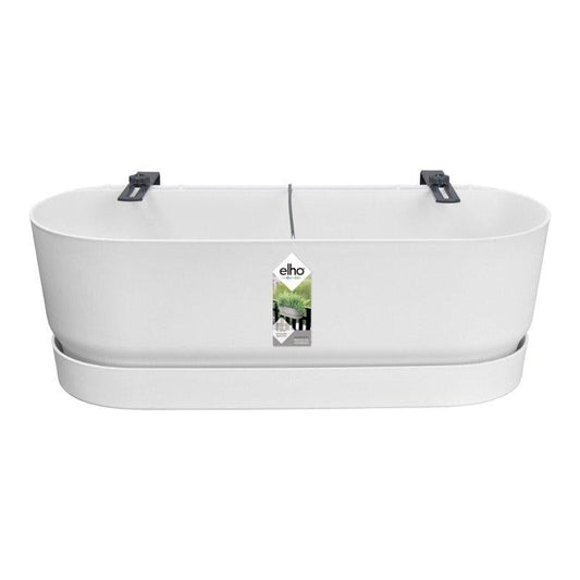 Greenville Easy Balcony – Pflanztopf – Weiß – D25cm – Balkonkasten mit Halterung & Wasserspeicher – Für Balkonbrüstung – Modernes Design – Für Innen & Außen 5cm - Weiß